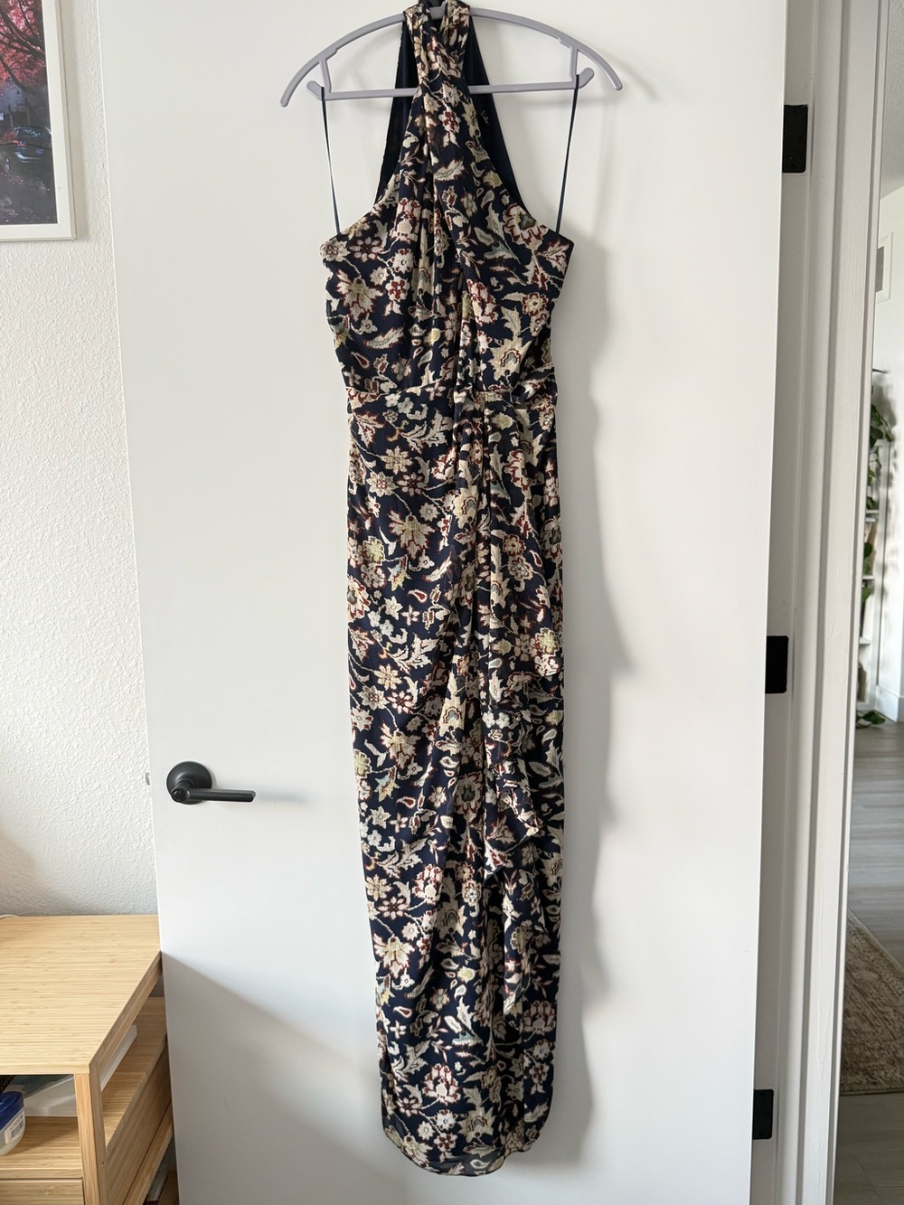 Ralph Lauren “Georgette” Navy Twist Front Floral Halter Gown - Picture 6 of 11